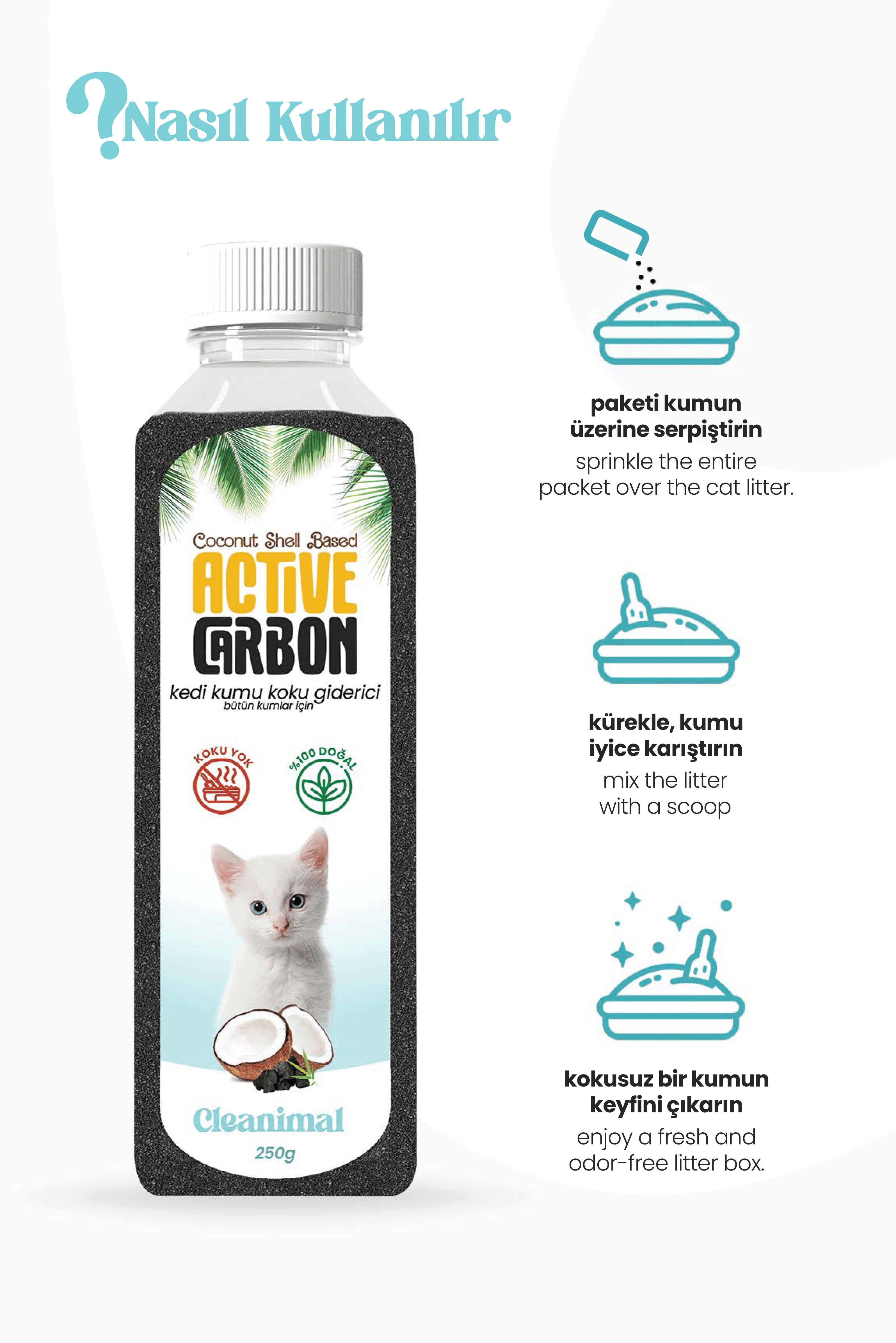 Aktif Karbon Kedi Kumu Koku Giderici