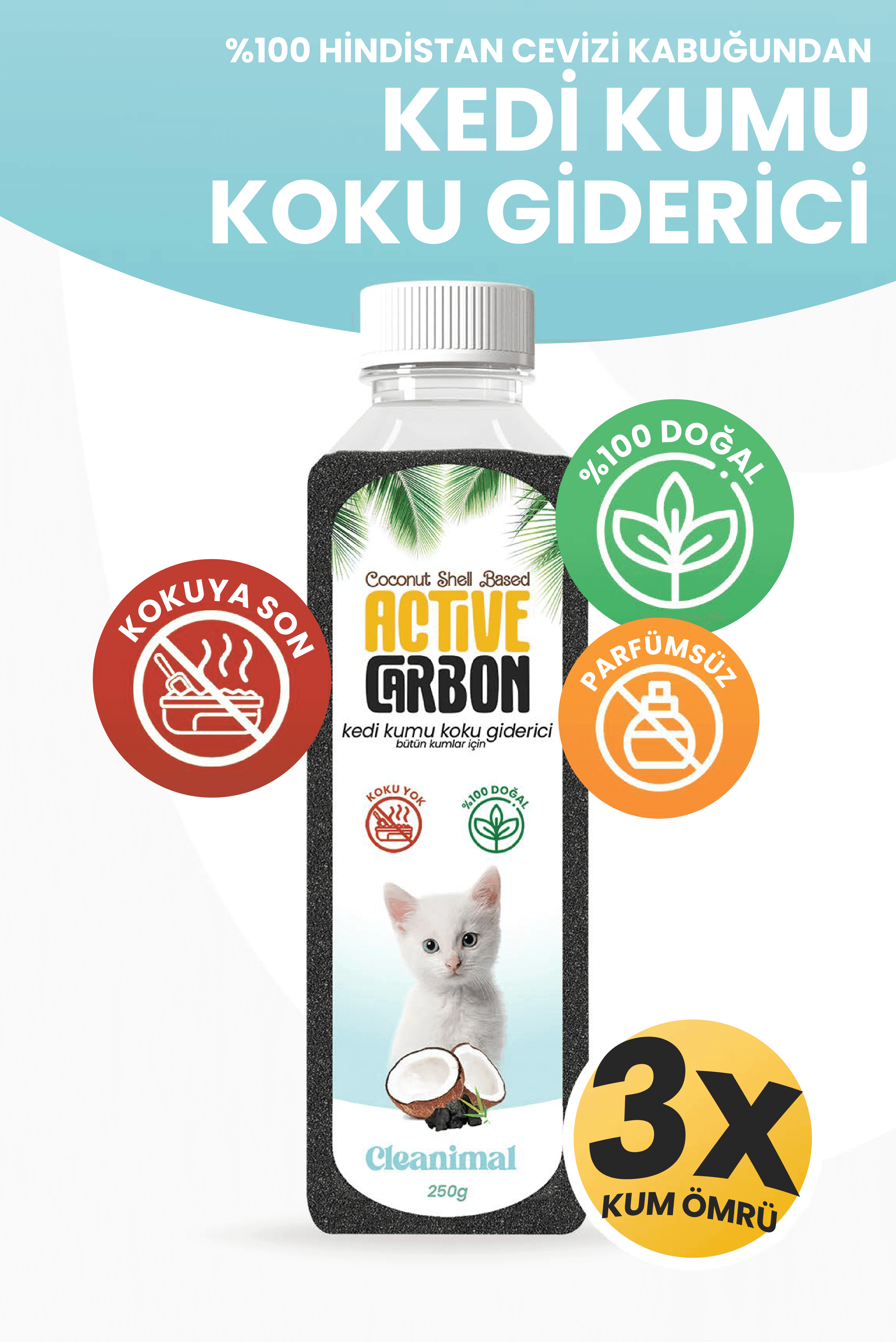Aktif Karbon Kedi Kumu Koku Giderici