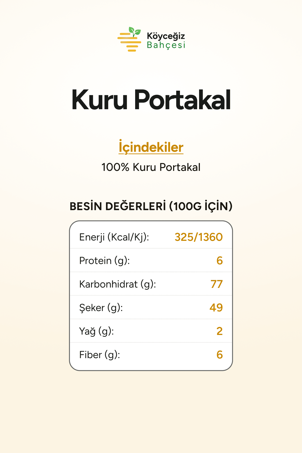 Organik Kurutulmuş Portakal - 50gr