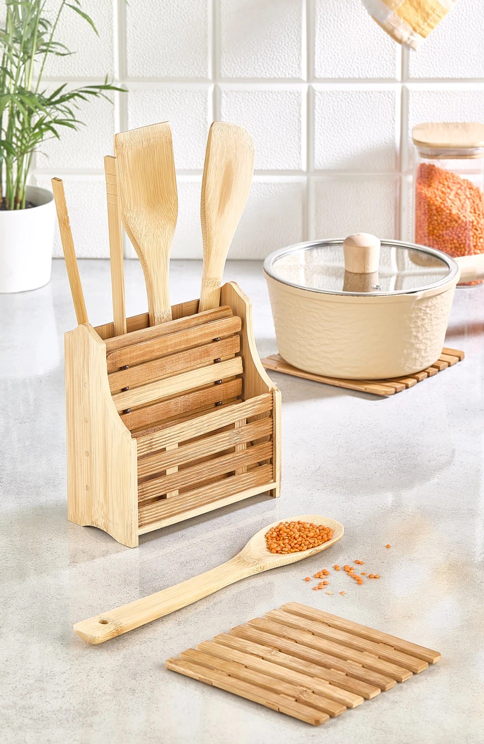 Bambu 9 Parça Kaşıklık - Kaşık ve Nihale Düzenleyici Set