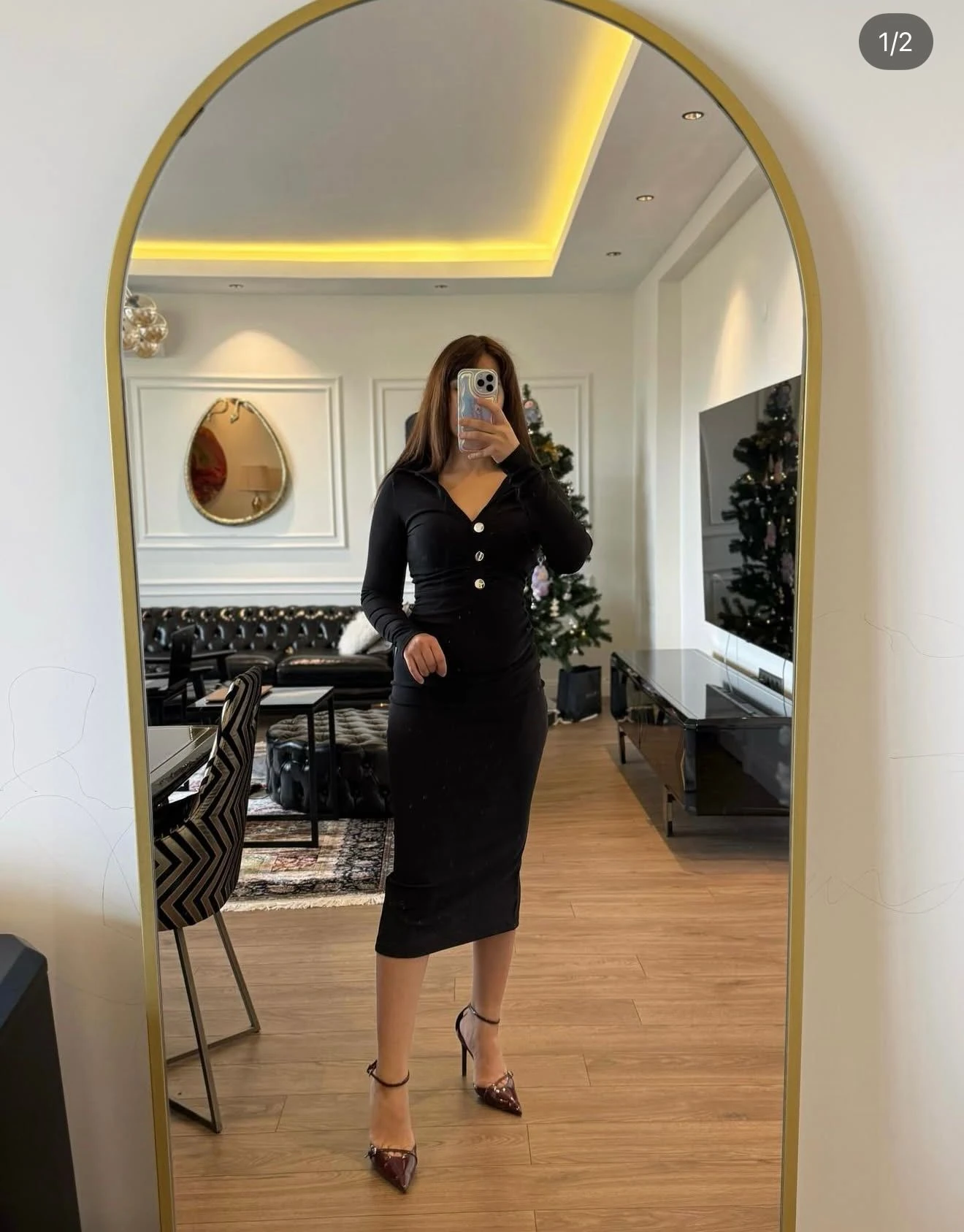 Siyah Sık Dokuma Triko Elbise