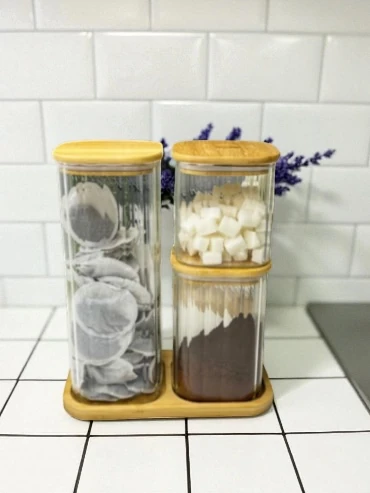 Bambu Saklama Kabı 3'lü Set