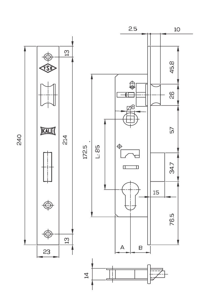 KALE SİLİNDİRLİ KİLİT DAR TİP 20 mm NİKEL BARELLİ