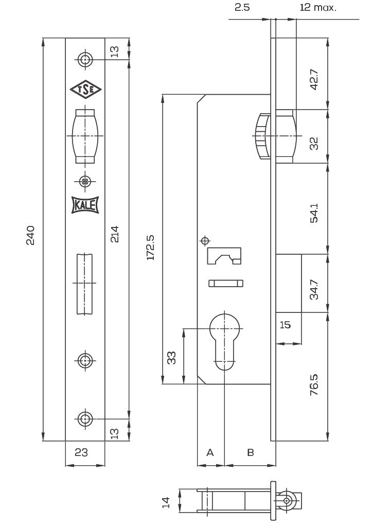 KALE SİLİNDİRLİ KİLİT MAKARALI 20 mm NİKEL KASA