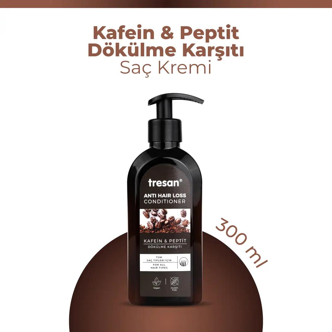 Tresan Kafein & Peptit Dökülme Karşıtı Saç Kremi – Tüm Saç Tipleri ve Dökülmeye Eğilimli Saçlar (300 ml)