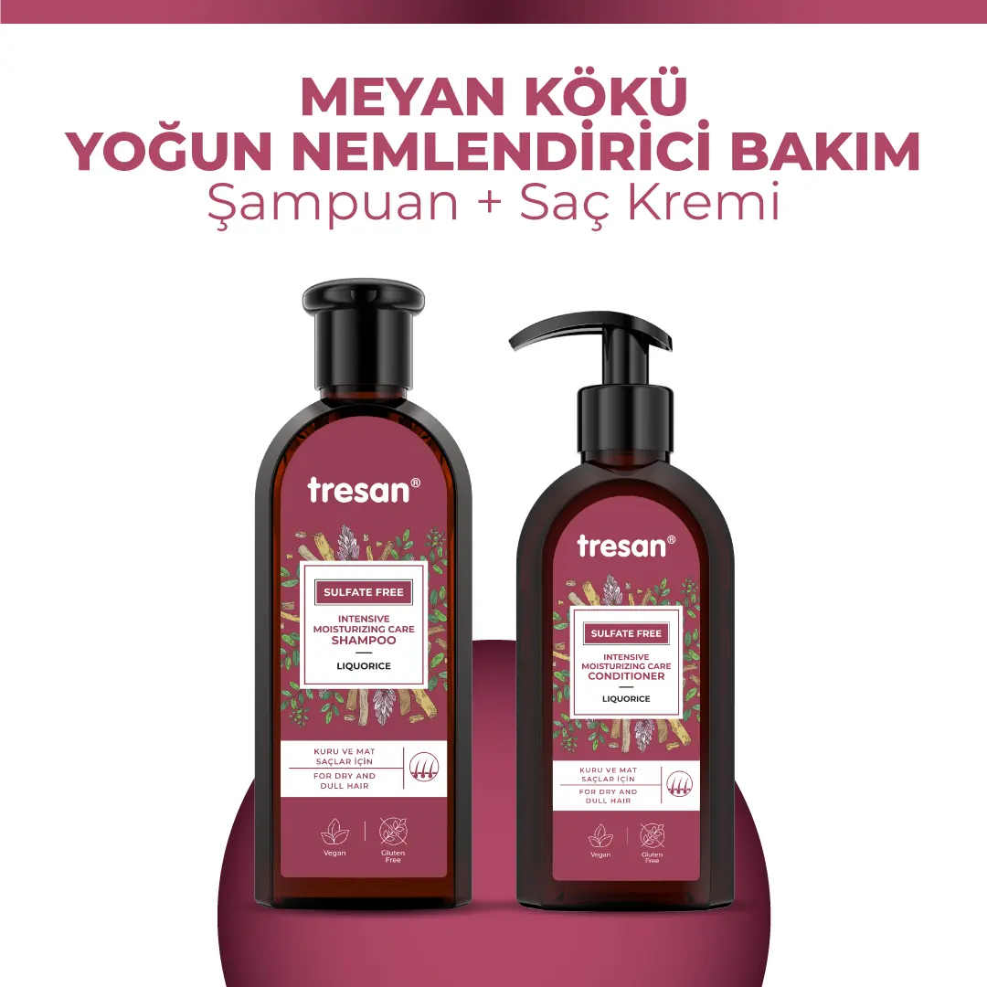 Meyan Kökü Yoğun Nemlendirici Sülfatsız Bakım Şampuanı 300 ml + Saç Kremi 300 ml