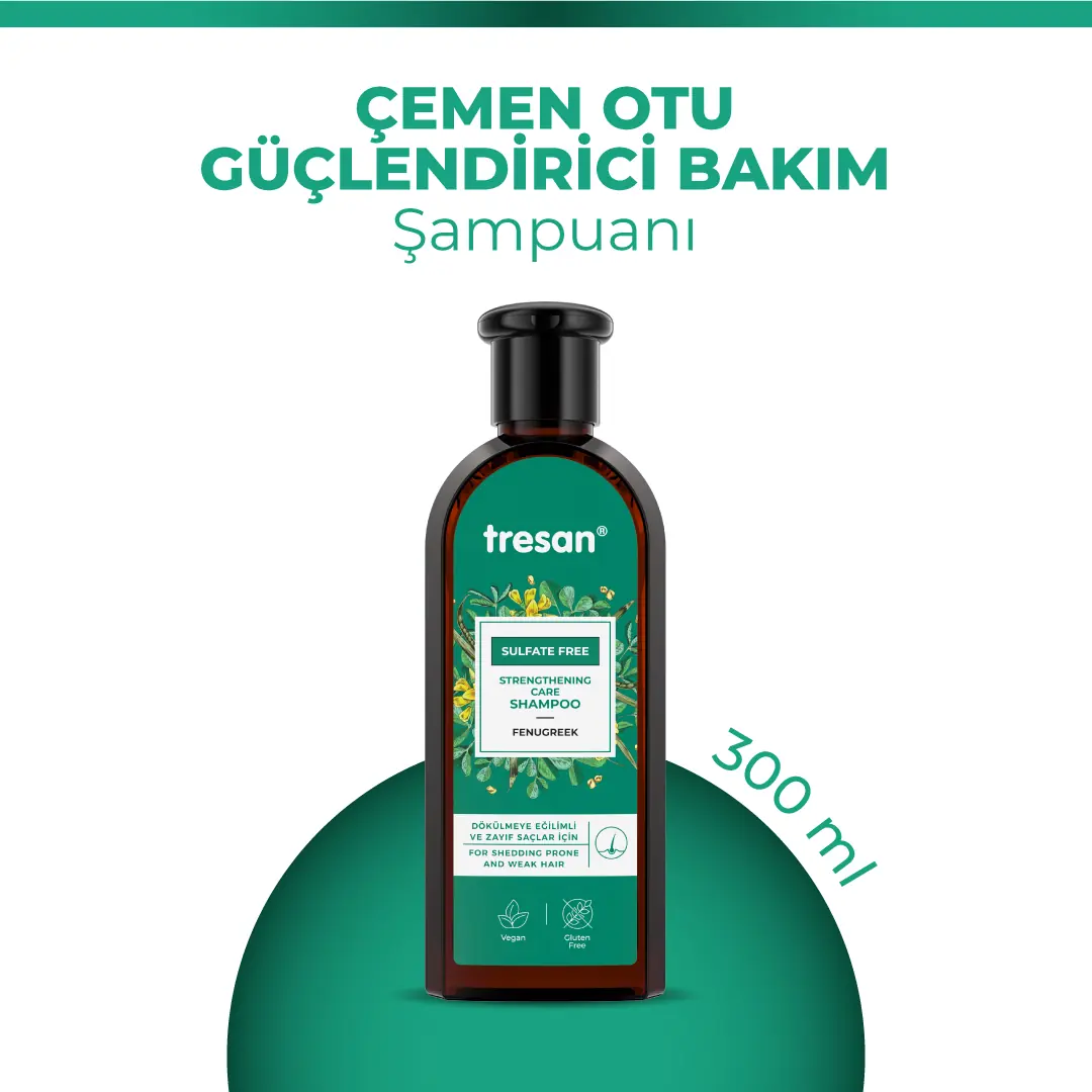 Tresan Çemen Otu Güçlendirici Sülfatsız Şampuan – Dökülme Karşıtı & Hacim (300 ml)