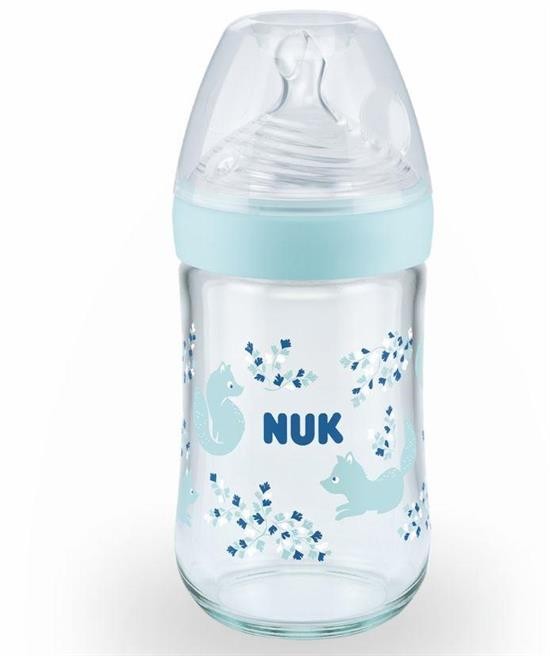 Nuk Nature Sense Sıcaklık Göstergeli Cam Biberon 240ml Mavi