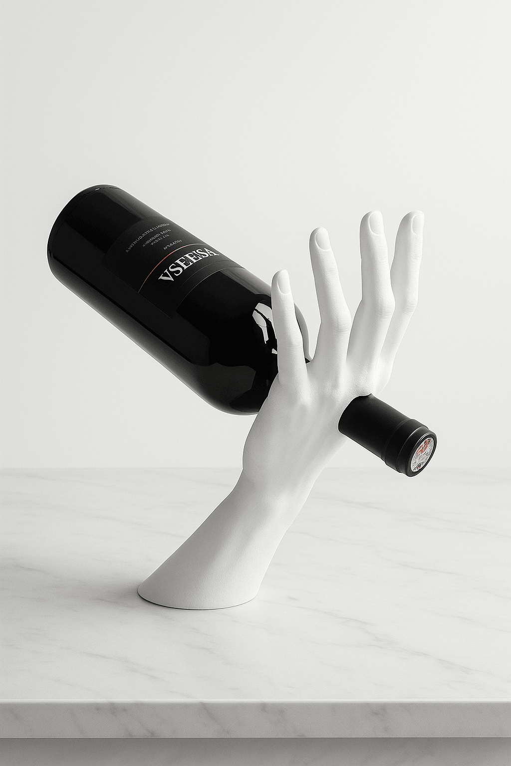 El Şeklinde Şarap Tutucu - Beyaz