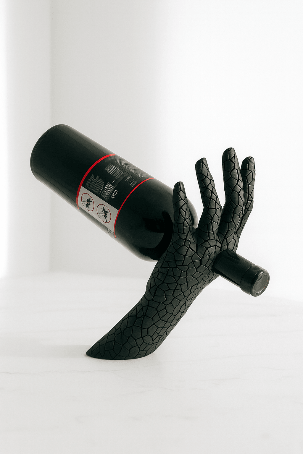 El Şeklinde Şarap Tutucu - Siyah