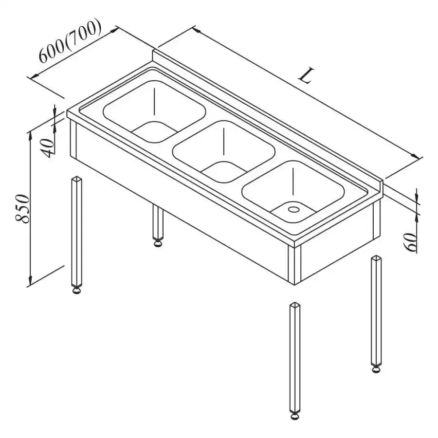 Öztiryakiler 3G Evyeli Tezgah 3 Perdeli Demonte 180x70 cm