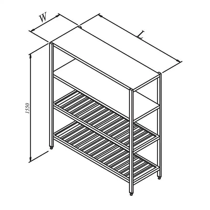 Öztiryakiler İstif Rafı 2 Düz 2 Izgara Tabla 160x50 cm
