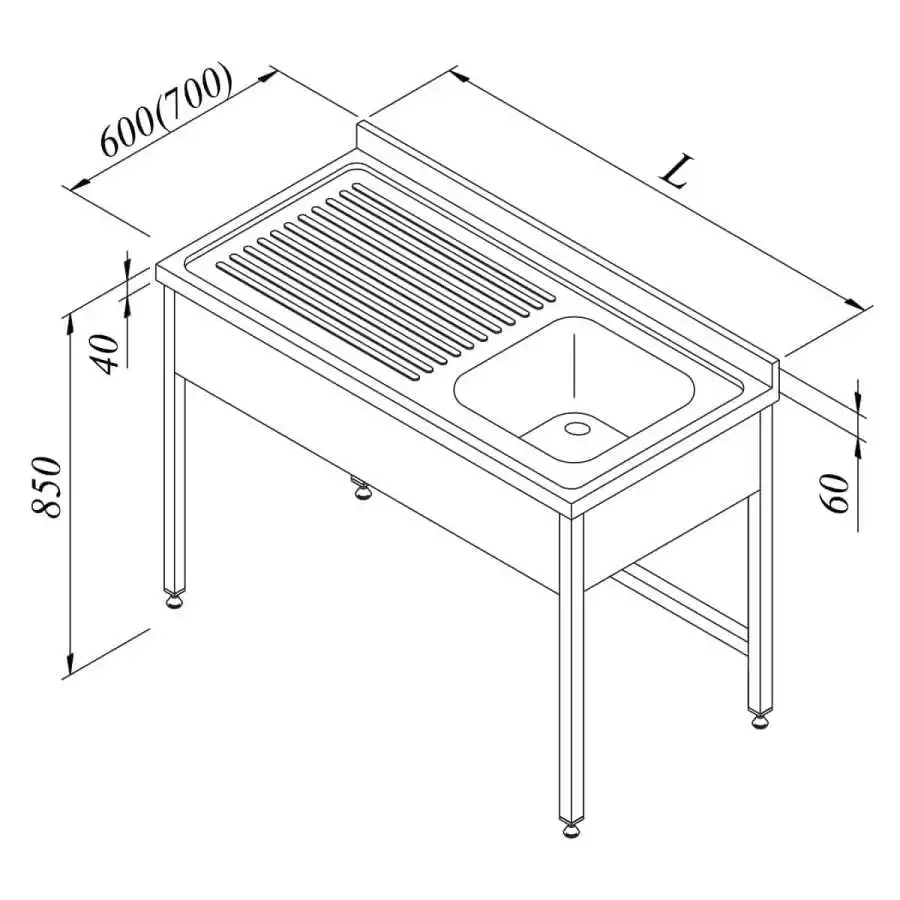 Öztiryakiler Evyeli Tezgah 1G/1D Sol 3 Perdeli 120x70 Cm