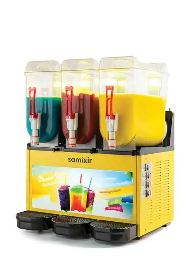 Samixir SLUSH36 Allure Triple Ice Slush Granita Milkshake ve Soğuk Meyve Suyu Dispenseri 12+12+12 L Sarı