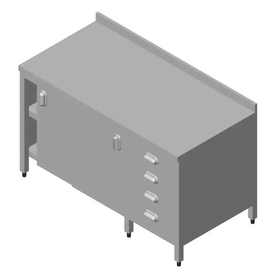 Öztiryakiler Çalışma Tezgahı Dolaplı Ara Raflı Çekmeceli 140x70 Cm