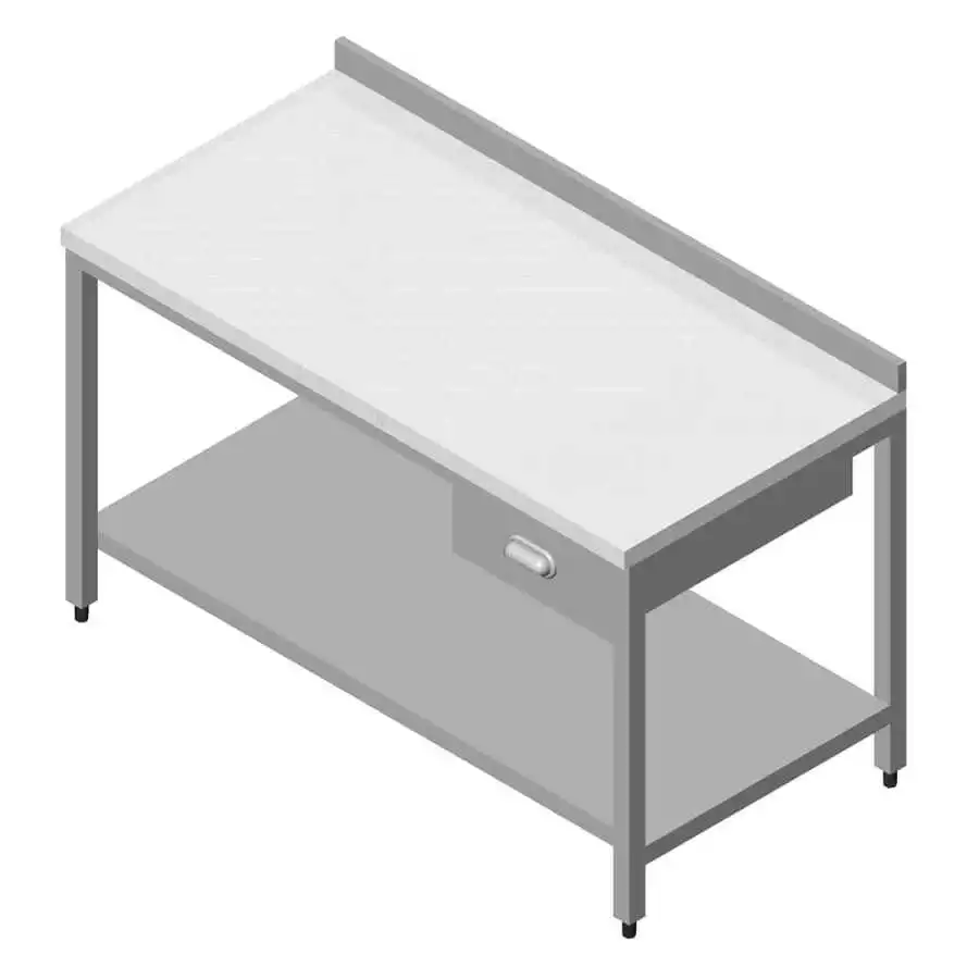 Öztiryakiler Çalışma Tezgahı Polietilen Tablalı Taban Raflı Tek Çekmeceli  190x60 Cm