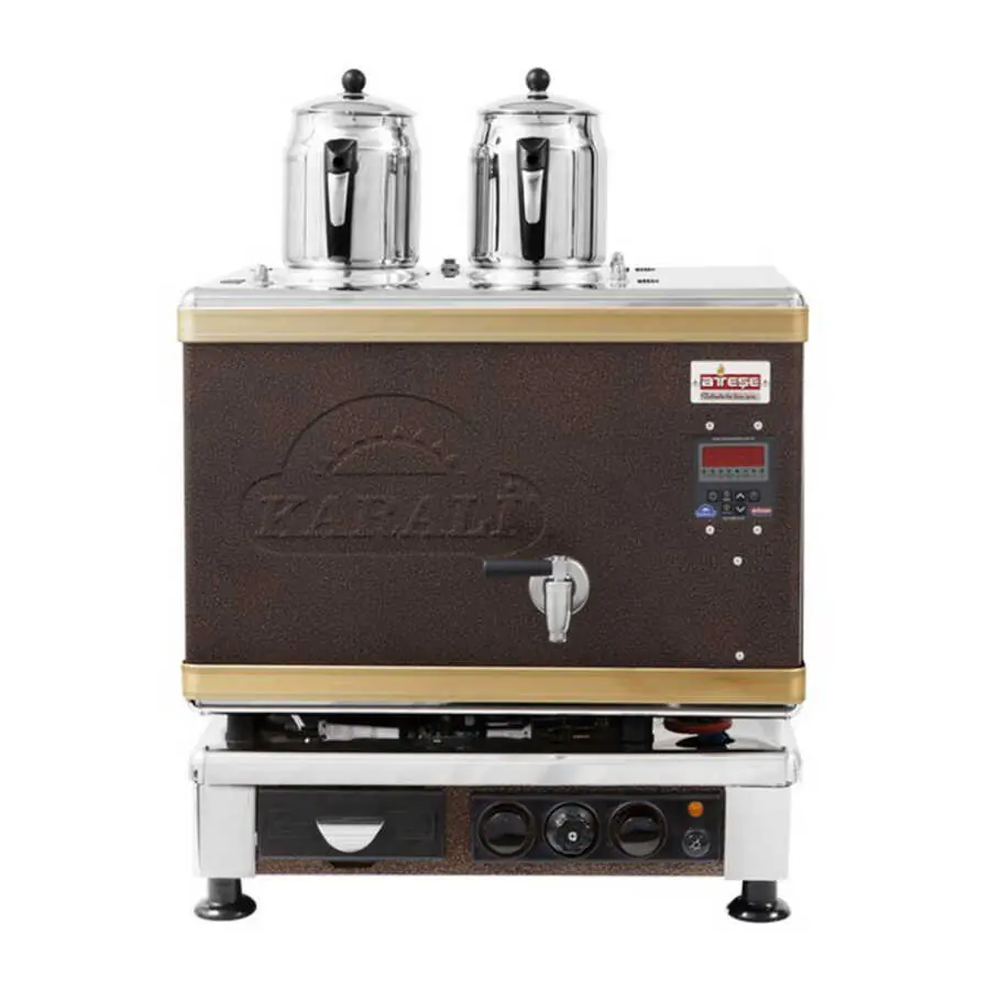 Ateşe Titanium Akıllı Dijital Gazlı Elektrikli Statik 2 Demlikli Çay Kazanı, 24 Litre