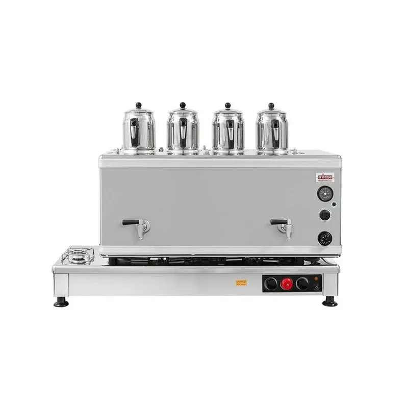 Ateşe Silver Otomatik Gazlı Elektrikli İnox 4 Demlikli Çay Kazanı, 45 Litre