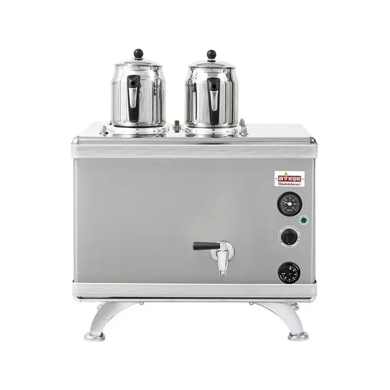 Ateşe Gold Compact Otomatik Gazlı Elektrikli İnox 2 Demlikli Çay Kazanı, 24 Litre