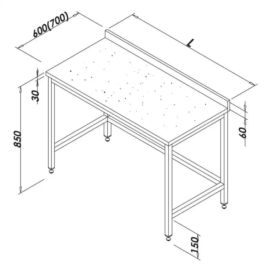 Öztiryakiler Çalışma Tezgahı Mermer Tablalı Taban Rafsız 190x70 Cm
