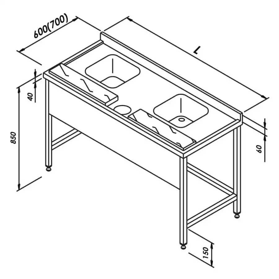 Öztiryakiler Balık Hazırlık Tezgahı 140x70 cm