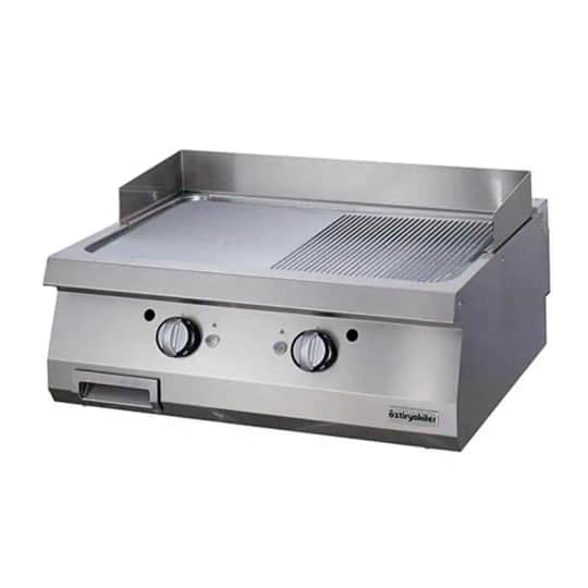 Öztiryakiler OGG 8070 Grill Plate Yarı Oluklu Gazlı 80x70 cm Sert Krom Kaplı