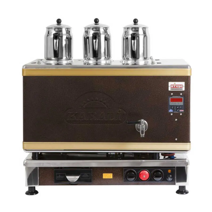 Ateşe Titanium Akıllı Dijital Gazlı Elektrikli Statik 3 Demlikli Çay Kazanı, 34 Litre