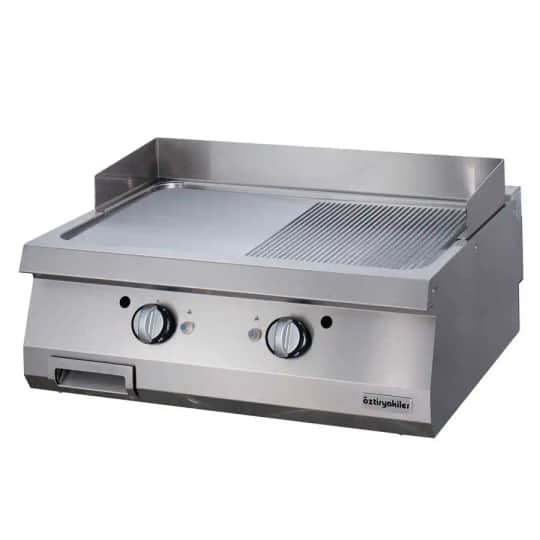 Öztiryakiler 900 Seri Set Üstü Grill Plate Yarı Oluklu Elektrikli 80*90*30