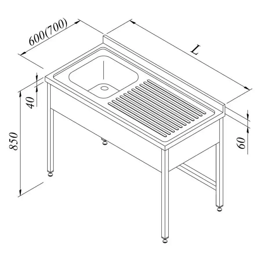 Öztiryakiler Evyeli Tezgah 1G/1D Sağ 3 Perdeli 140x70 Cm