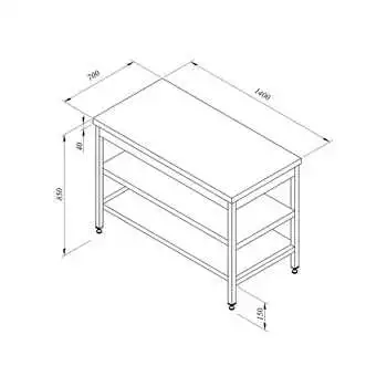 Öztiryakiler Çalışma Tezgahı Ara Raflı Sırtsız  140*70
