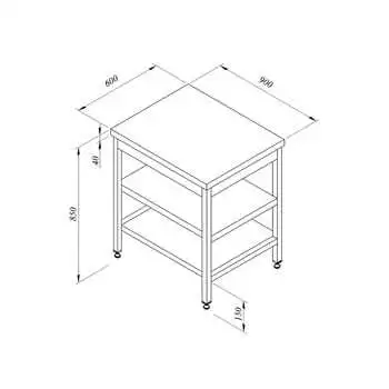 Öztiryakiler Çalışma Tezgahı Ara Raflı Sırtsız 90*60