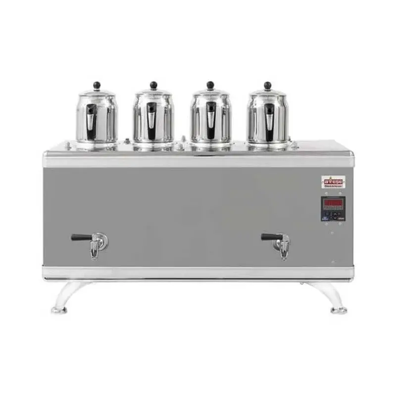 Ateşe Titanium Compact Akıllı Gazlı Elektrikli İnox 4 Demlikli Çay Kazanı, 45 Litre