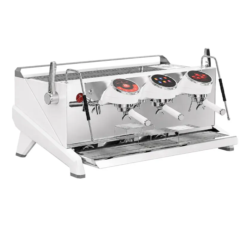 Felvini Raptor Tam Otomatik Espresso Kahve Makinesi Yüksek Kaşık T3 Multi-Boiler PID Kontrollü 3 Gruplu Beyaz