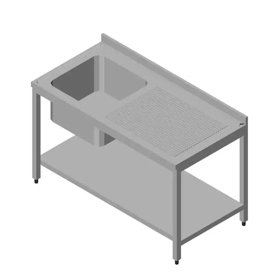 Öztiryakiler Evyeli Tezgah 1G/1D Sağ 3 Perdeli Taban Raflı Demonte 100X60 Cm