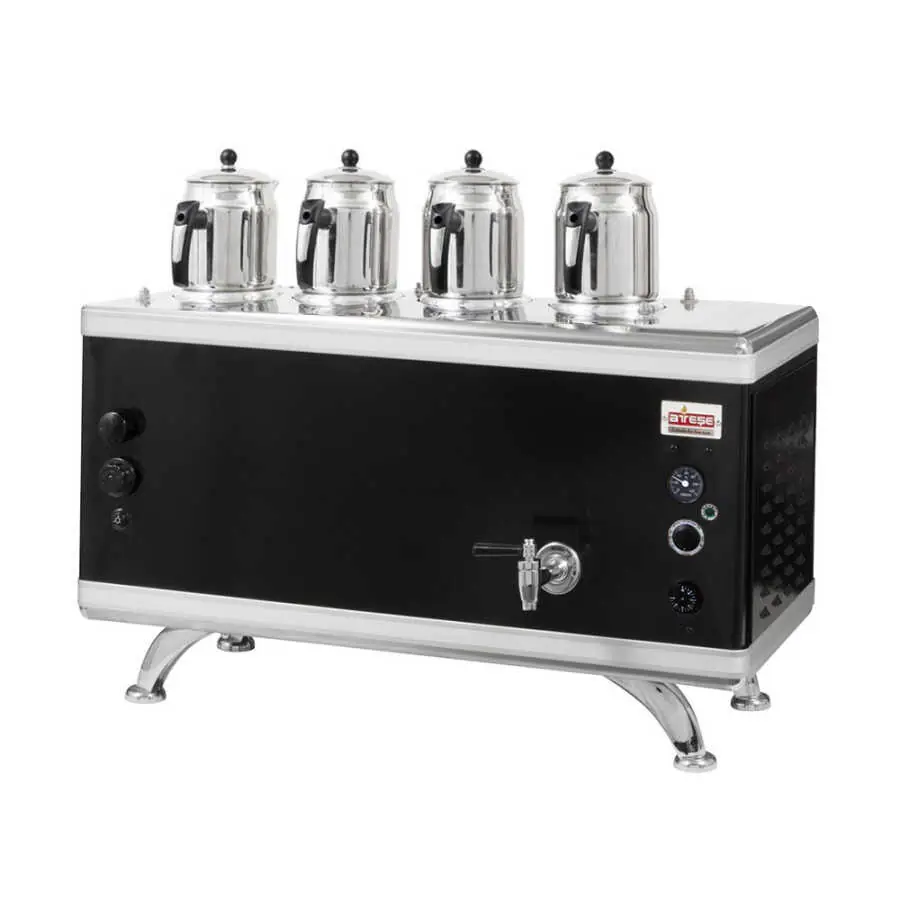 Ateşe Gold Compact Otomatik Gazlı Elektrikli Statik 4 Demlikli Çay Kazanı, 45 Litre