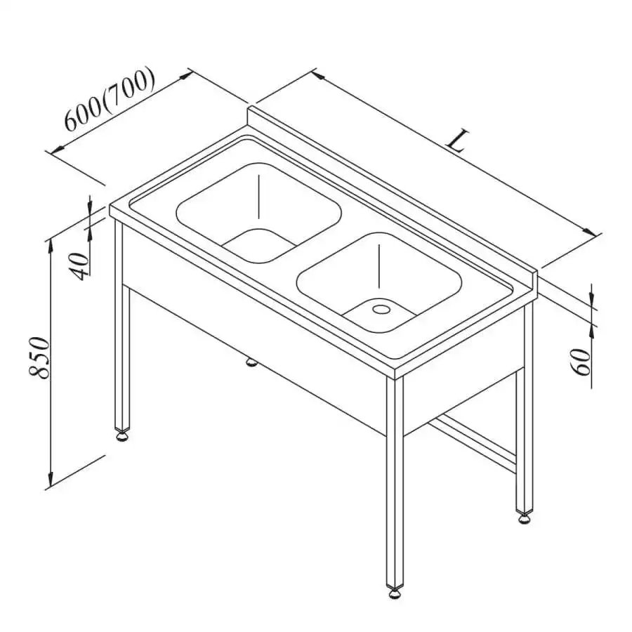 Öztiryakiler Evyeli Tezgah 2G 3 Perdeli 120×70 Cm