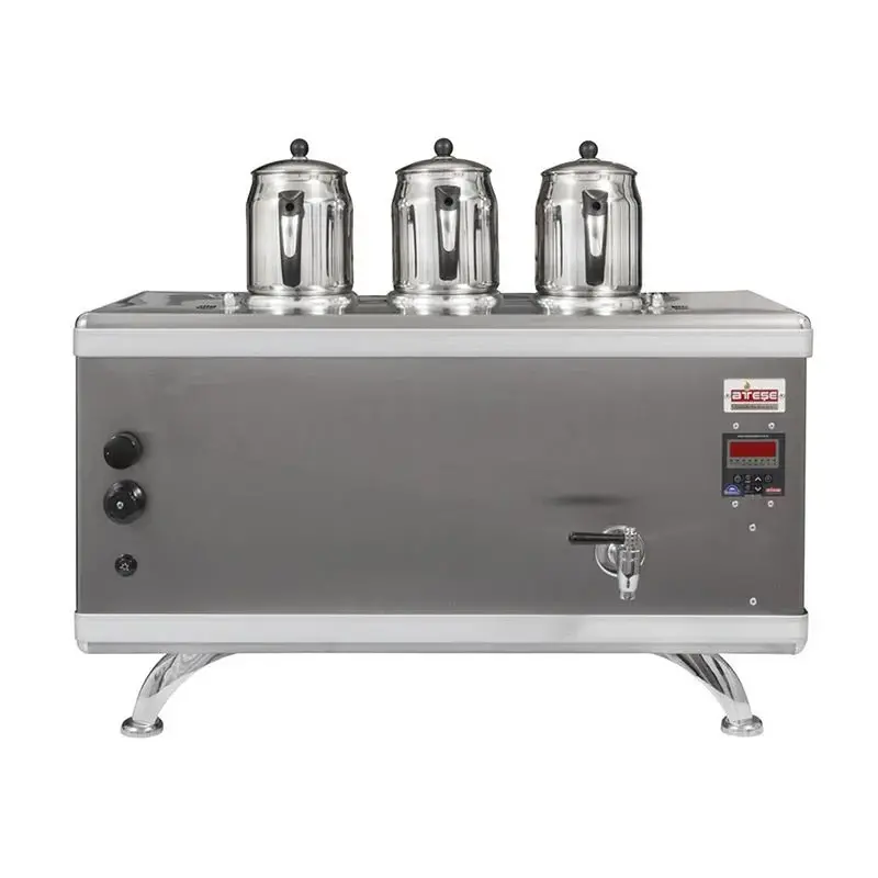 Ateşe Titanium Compact Akıllı Gazlı Elektrikli İnox 3 Demlikli Çay Kazanı, 34 Litre