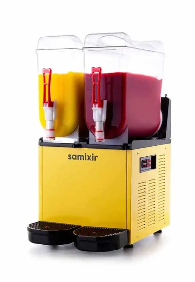 Samixir SLUSH24.Y Twin Ice Slush Granita Milkshake ve Soğuk Meyve Suyu Dispenseri, 12+12 L, Sarı