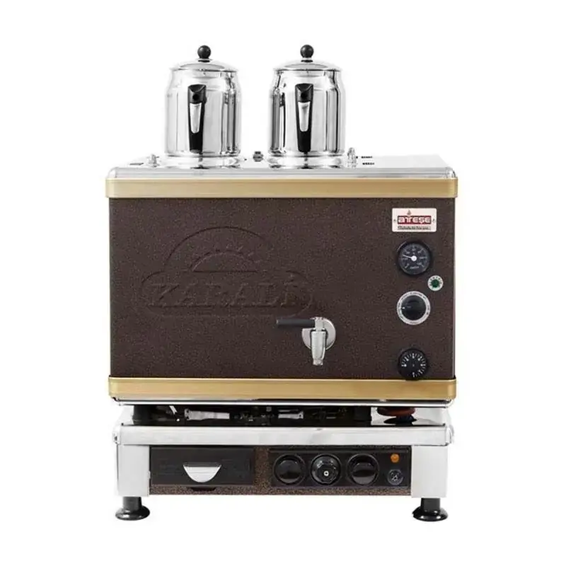 Ateşe Gold Analog Çay Kazanı Statik Boyalı Gazlı Elektrikli 2 Demlikli 24 Litre