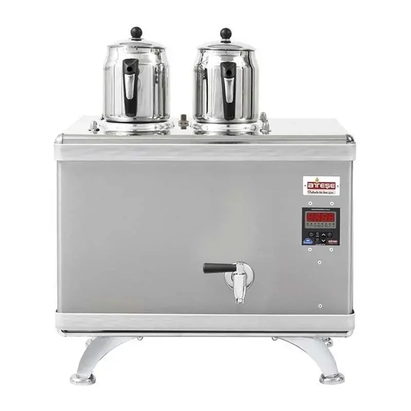 Ateşe Titanium Compact Akıllı Gazlı Elektrikli İnox 2 Demlikli Çay Kazanı, 24 Litre