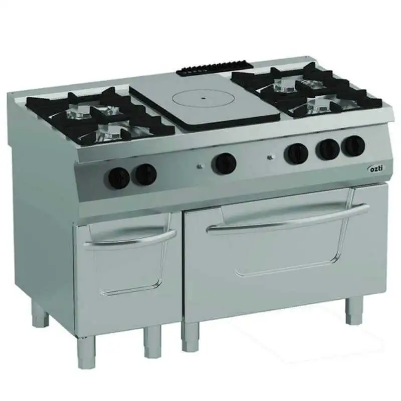 Öztiryakiler 700 Seri Kuzine Büyük Fırınlı Gazlı 6 Açık Ateş 120*70*85 (LS)-6x7,5 kW+13 kW Gazlı Fırın