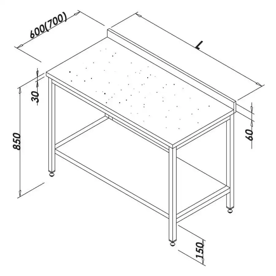 Öztiryakiler Çalışma Tezgahı Mermer Tablalı Taban Raflı 160x80 Cm