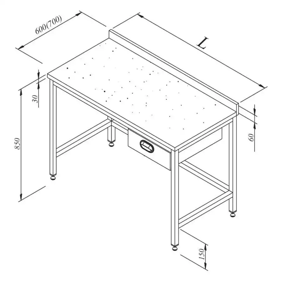 Öztiryakiler Çalışma Tezgahı Mermer Tablalı Taban Rafsız Tek Çekmeceli 140x70 Cm