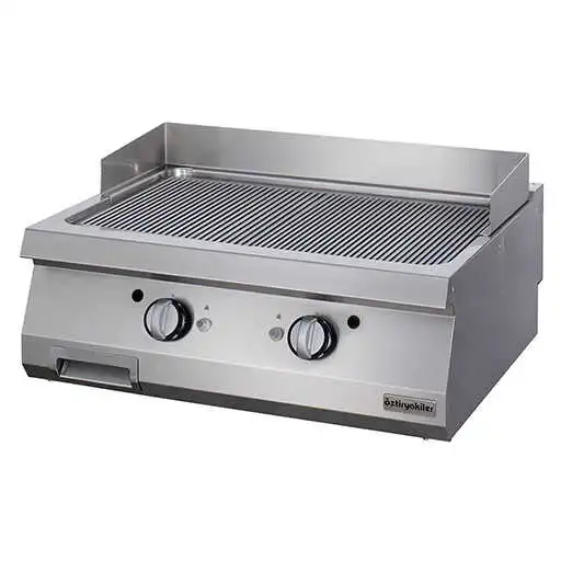 Öztiryakiler 900 Seri Set Üstü Grill Plate Oluklu Elektrikli 80*90*30