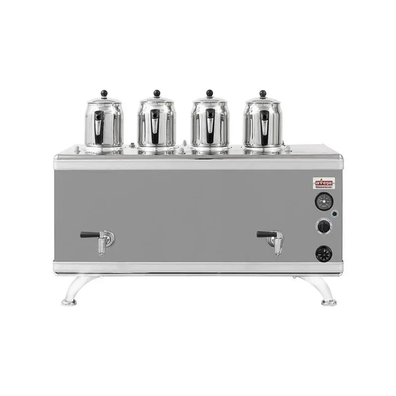 Ateşe Gold Compact Otomatik Gazlı Elektrikli İnox 4 Demlikli Çay Kazanı, 45 Litre