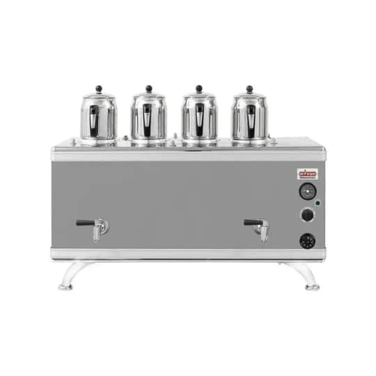 Ateşe Gold Compact Otomatik Gazlı Elektrikli İnox 4 Demlikli Çay Kazanı, 45 Litre