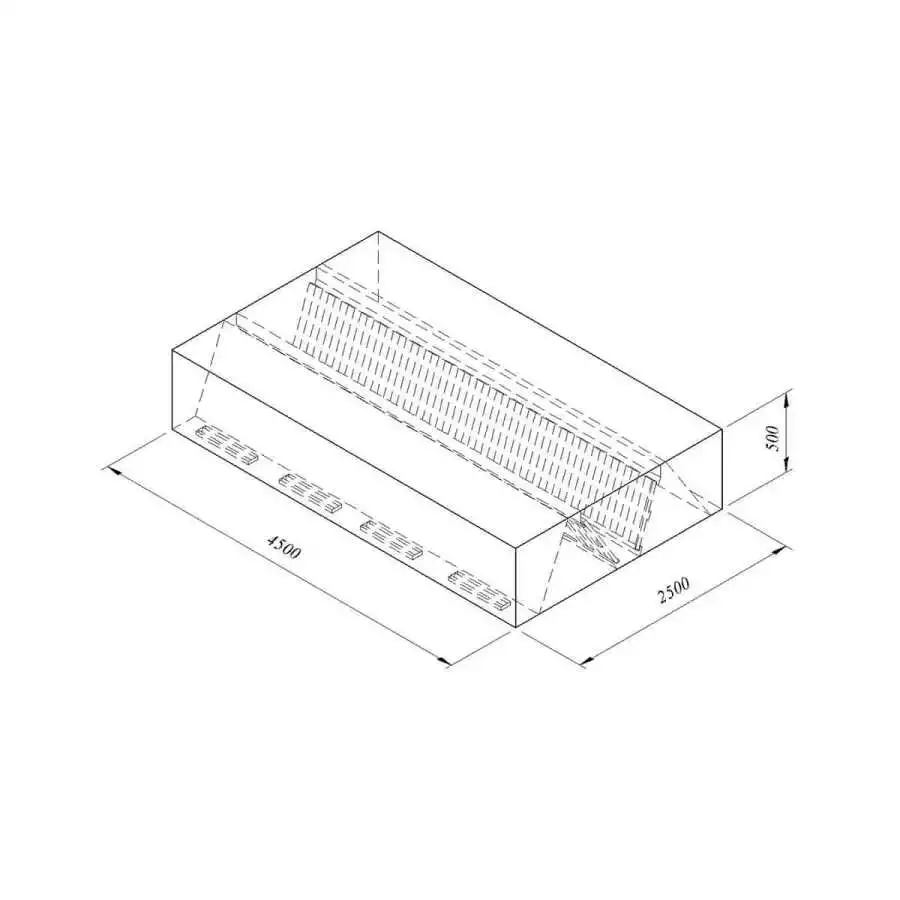 Öztiryakiler Kutu Tipi Çift Cidarlı Filtreli Orta Tip Davlumbaz 450x250 Cm