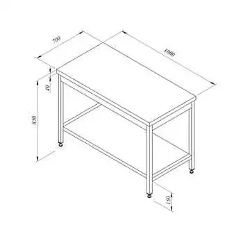 Öztiryakiler Çalışma Tezgahı Taban Raflı Sırtsız 100*70