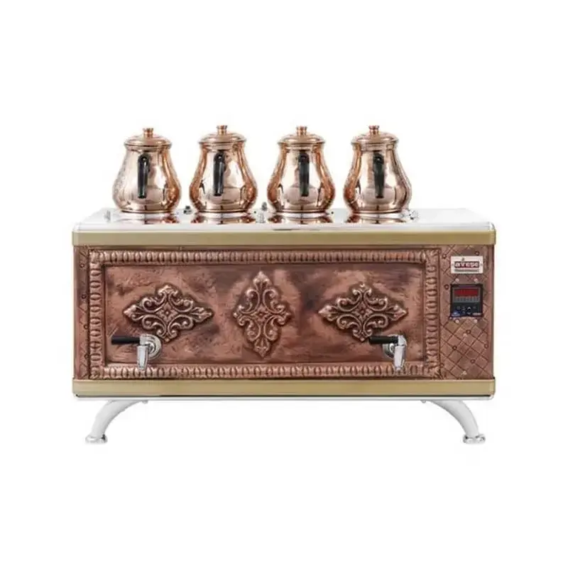 Ateşe Titanium Compact Akıllı Gazlı Elektrikli Bakır 4 Demlikli Çay Kazanı, 45 Litre