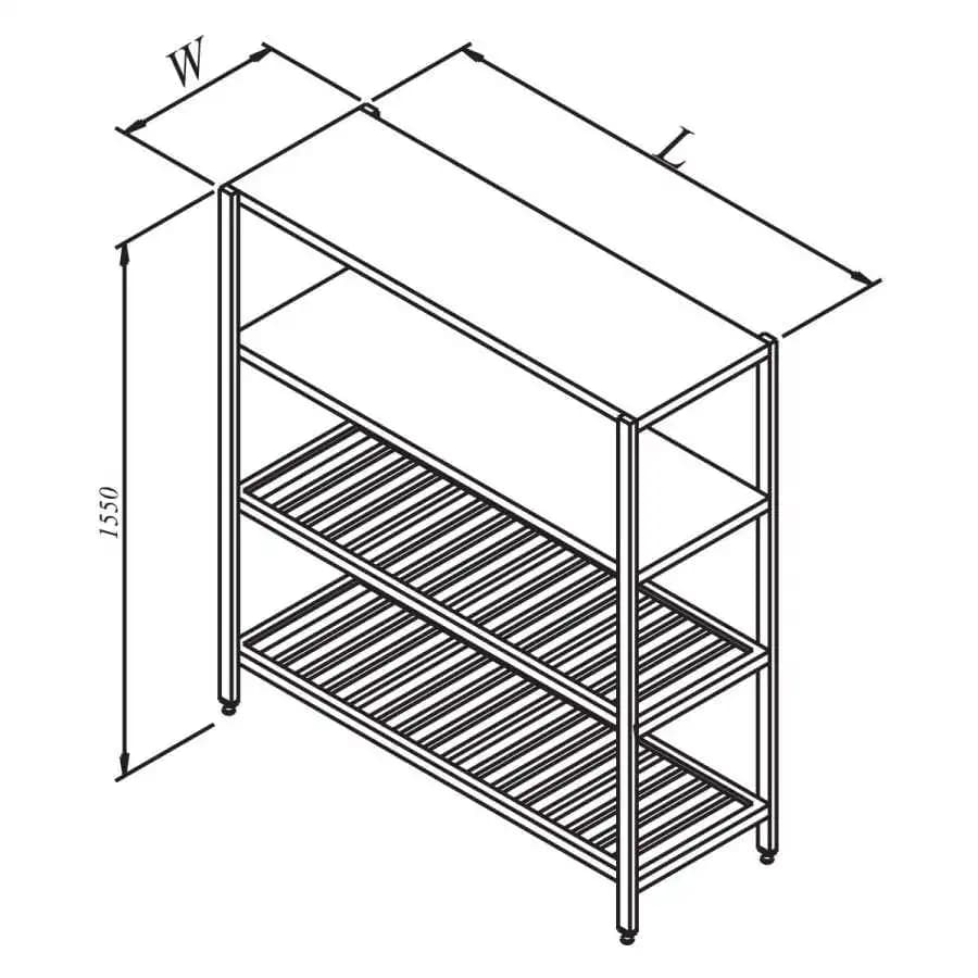 Öztiryakiler İstif Rafı 2 Düz 2 Izgara Tabla 160x70 cm